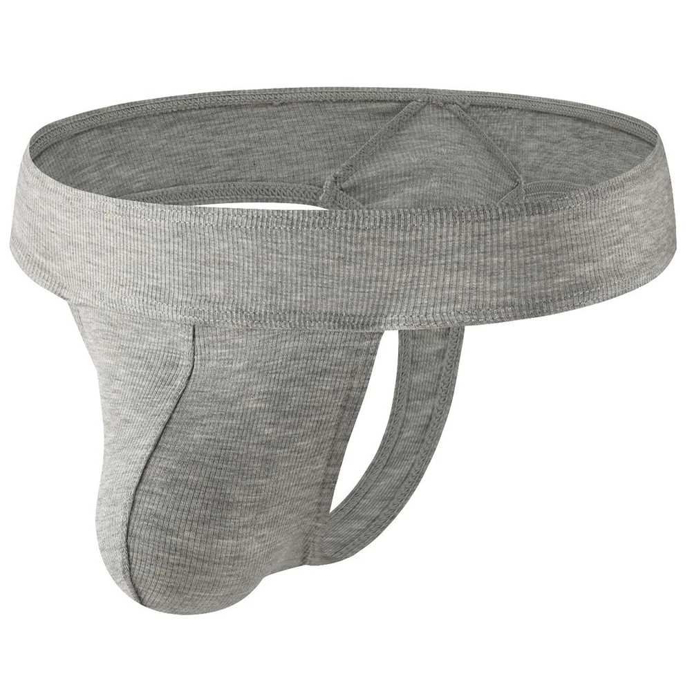 

Men's Breathable Bulge Pouch Underwear Briefs with Ribbed Texture Solid Color G-String Thongs Designed for Everyday Comfort