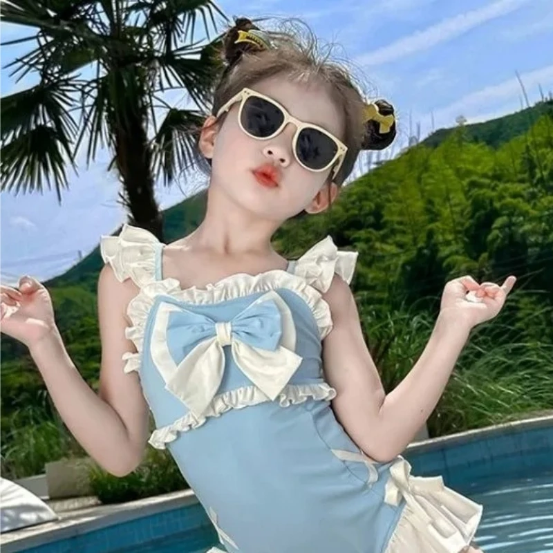 

Girls Quick Drying Princess Swimsuit 2026 Summer New Children Stylish Butterfly Bow Cute Sweet Beach Swimsuit