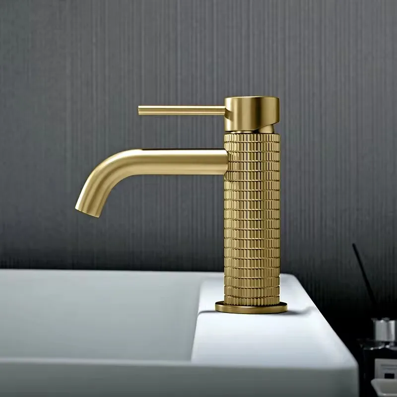 

Brushed grey Brass luxury Bathroom sink faucet One Hole Hot cold water Wash basin faucet Modern Washbowl Lavabo Hand basin Tap