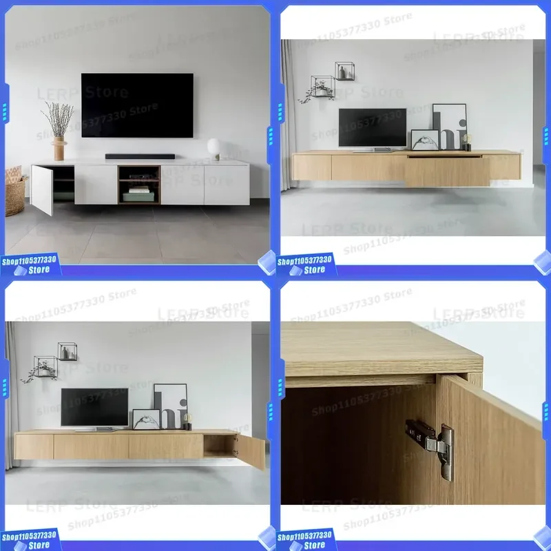 Modern Wall Mounted Floating TV Stand Modular Storage Cabinet ENF Grade Panels Removable Design For Apartment Living Room