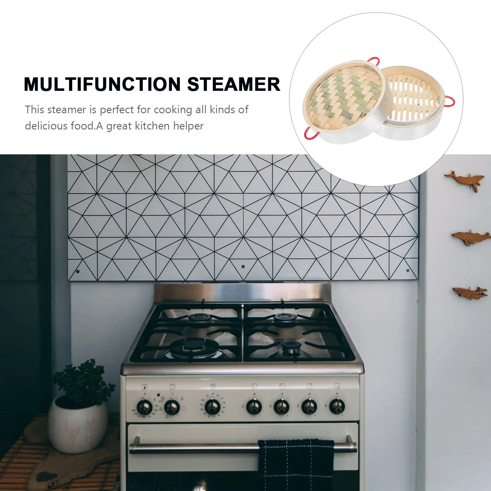 

1 set Bamboo Set Heat-Resistant Lightweight Kitchen Steamer For Healthy Cooking Multifunction Food Steamer With Lid