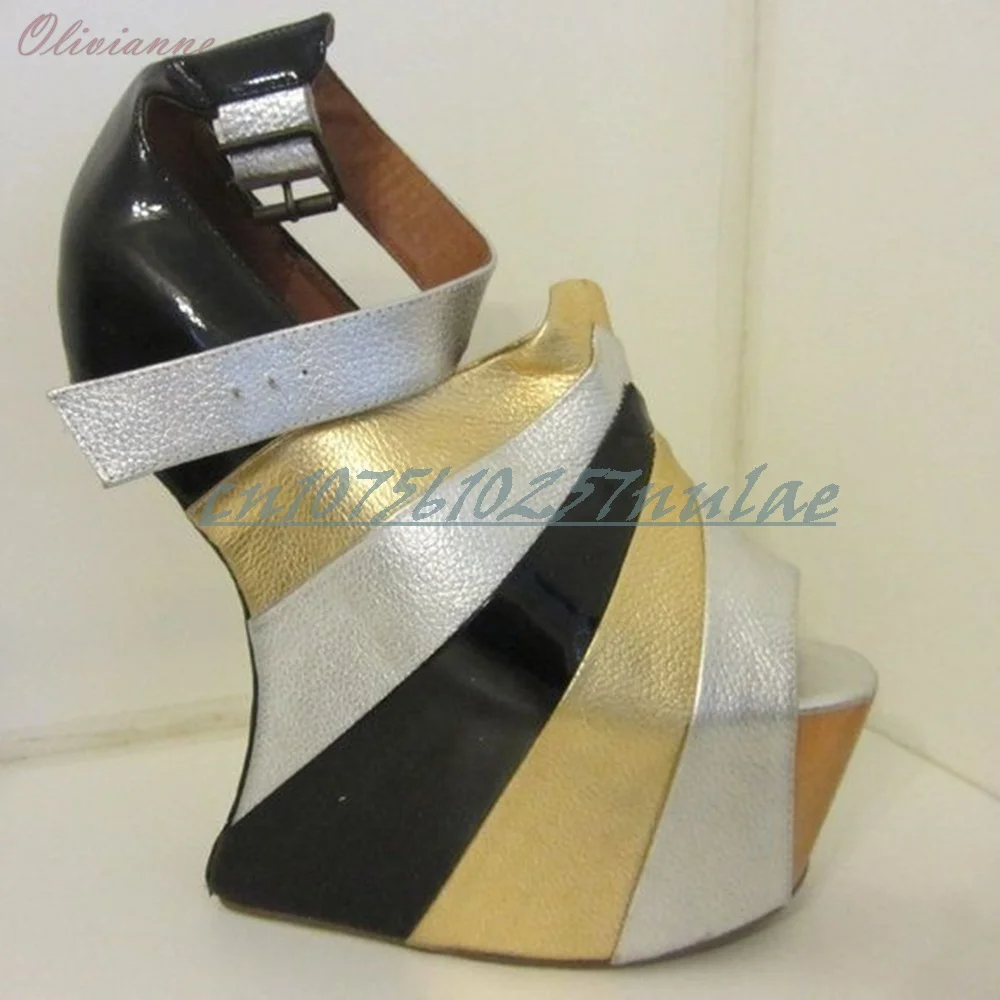 Mutilcolor Platform Peep Toe Sandals Strange Style High Heel Ankle Buckle Fashion Women Shoes 2025 Summer Zapatos Para Mujere