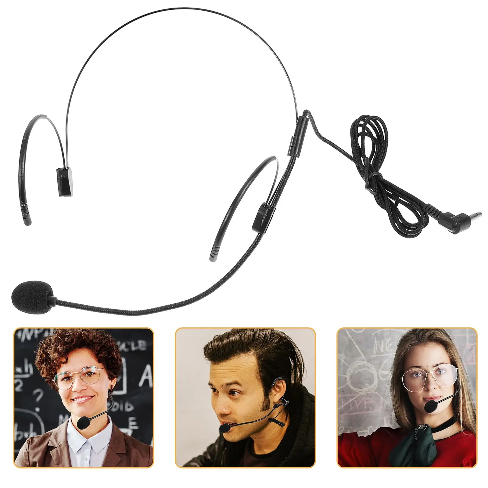 

Ultra Thin Two Ear Hanging Headset Microphone For Small Ear Voice Amplifier Black Lightweight Disassembled Handheld Use Stage