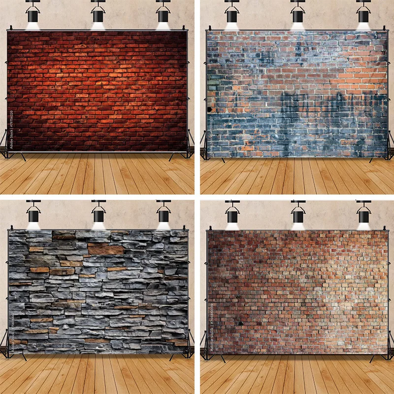 Texture Of a Perfect Black Brick Wall Cracks And Defects Photography Background Photo Studio Backdrops Prop QZ-03