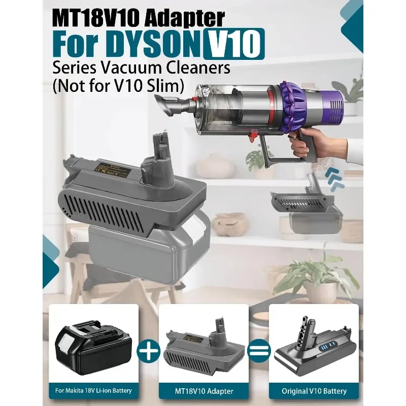 Adapter baterii MT18V10 do konwersji baterii litowych Makita 18V na odkurzacze bezprzewodowe Dyson serii V10 — zdjęcie produktu 2