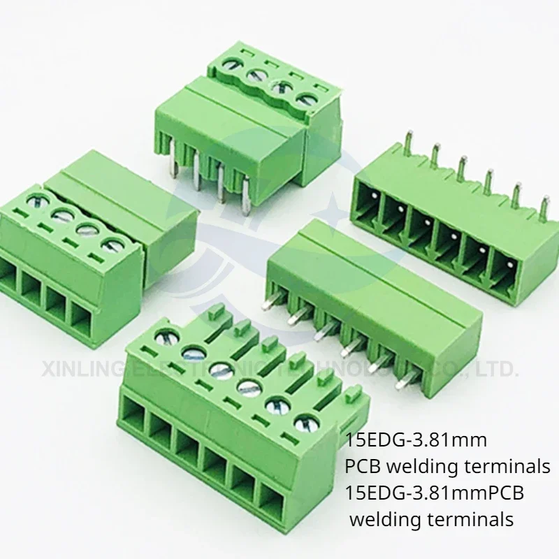 15EDG-3.81 Plug-in terminal Copper 2 to 24P pitch 3.81MM connector Straight/bent pin pcb welding terminals