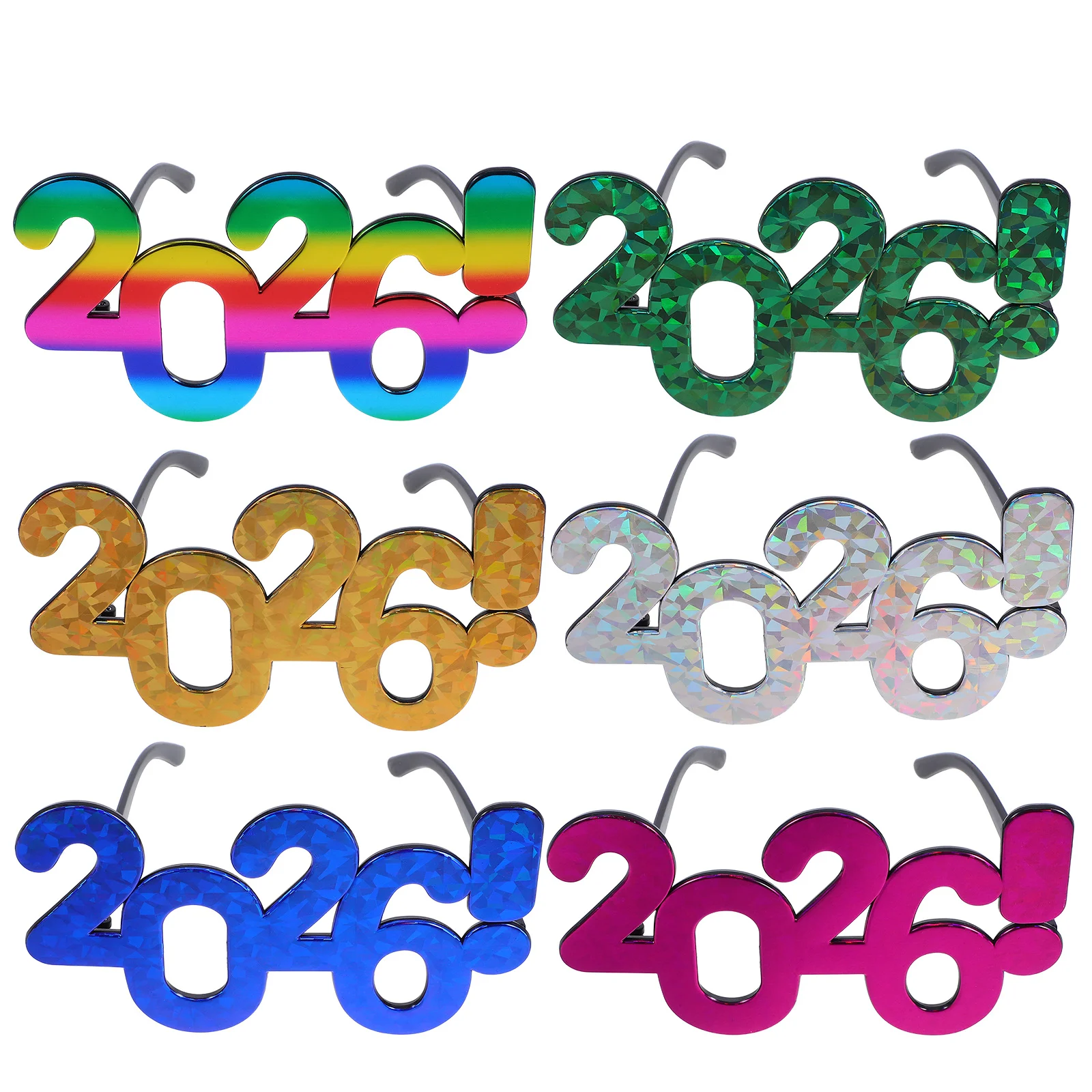 

6Pcs 2026 Party Eyeglasses Bold Numbers Retro Style Graduation Celebrations Photo Booth Props Festive Vibes New Year Supplies