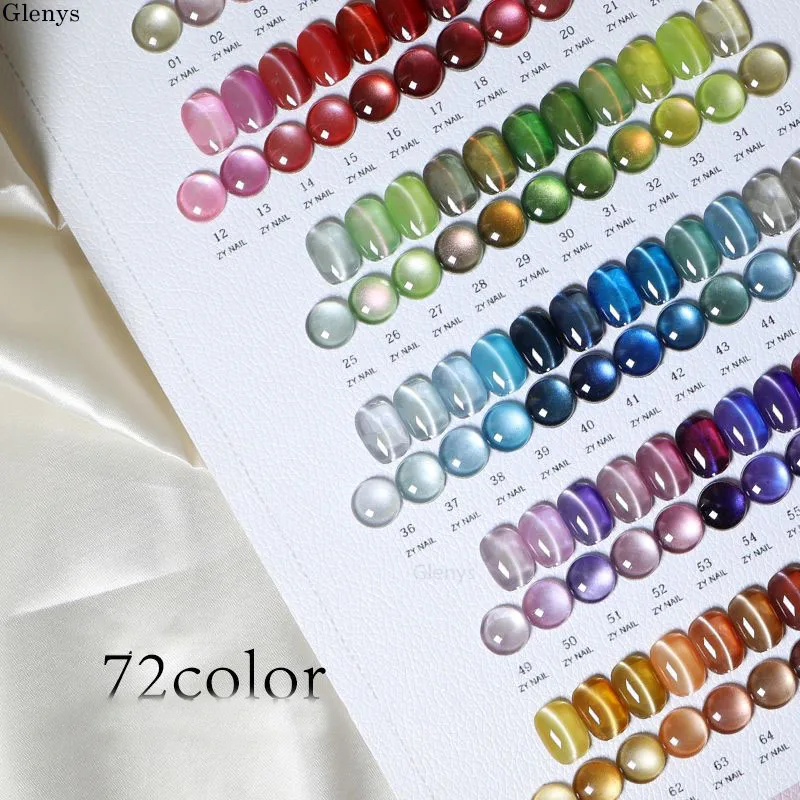 グレニーズ 72個入り * 15ml キャッツアイ ネイルジェル オフホワイト 人気 浸漬ジェル カラーカード UV/LED ネイルアート マニキュア 研究セット