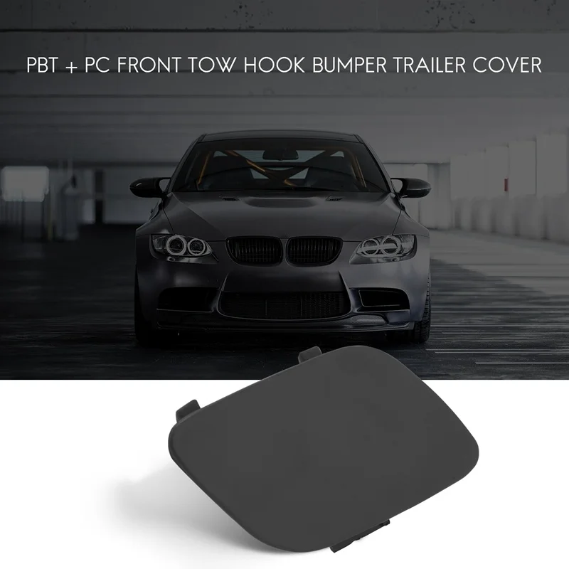 Front Bumper Tow Hook Eye Cover for BMW E92 E93 3-Series 2006-2009 328I 335I 51117187956(Black Unpainte)