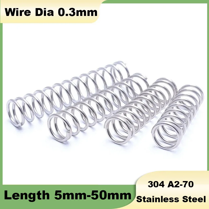 10Pcs Diameter 0.3mm Compression Spring 304 Stainless Steel Pressure Springs Wire Micro Miniature Outside Diameter 1.0~7.0mm