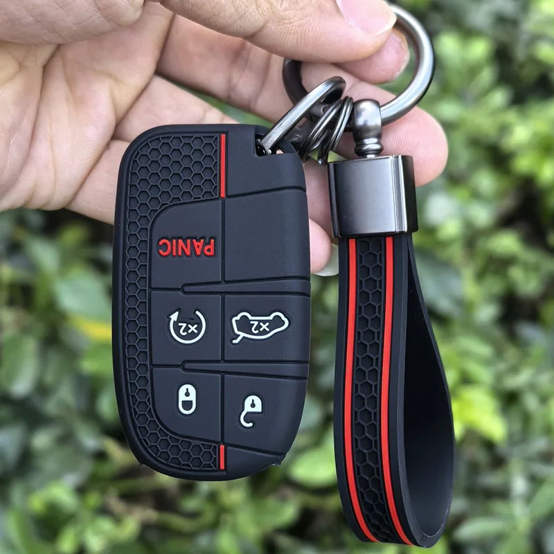 Silikon-Autoschlüsselhülle für Jeep Grand Cherokee Compass Renegade Patriot Comander für Chrysler 300 für Fiat Schlüsselanhänger