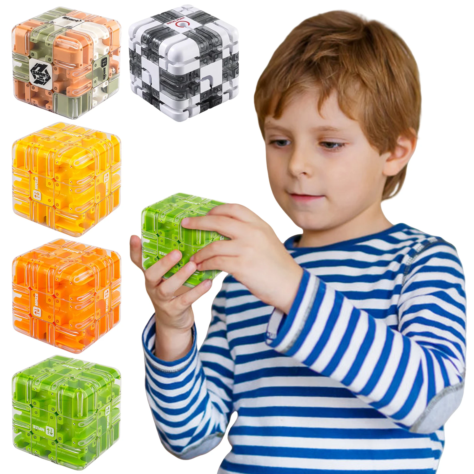 Labirinto 3D Cubo magico Agitarsi Giocattoli Labirinto per bambini Puzzle creativo Cubo di intelligenza Pensiero logico Giocattoli educativi antistress