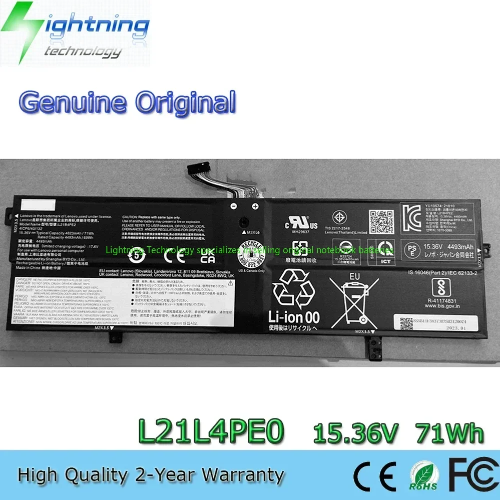 

2025 Year Genuine Original L21L4PE0 15.36V 71Wh Notebook Battery for Lenovo Yoga 7 16IAH7 16IAP7 82QG series L21B4PE2 5B11F38379