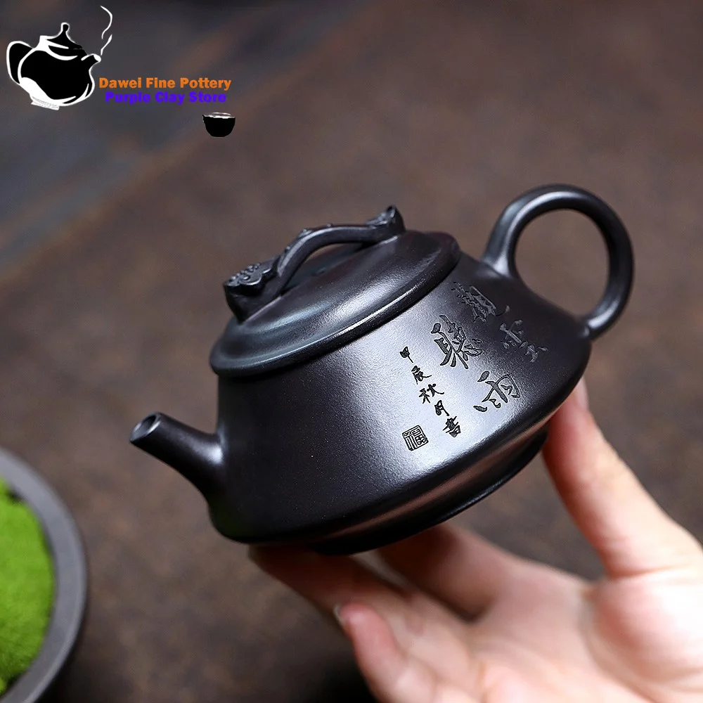 Tetera de arcilla púrpura Yixing, mineral original, barro negro, nubes observación, escucha a la lluvia, juego de té de Kung Fu, tetera china