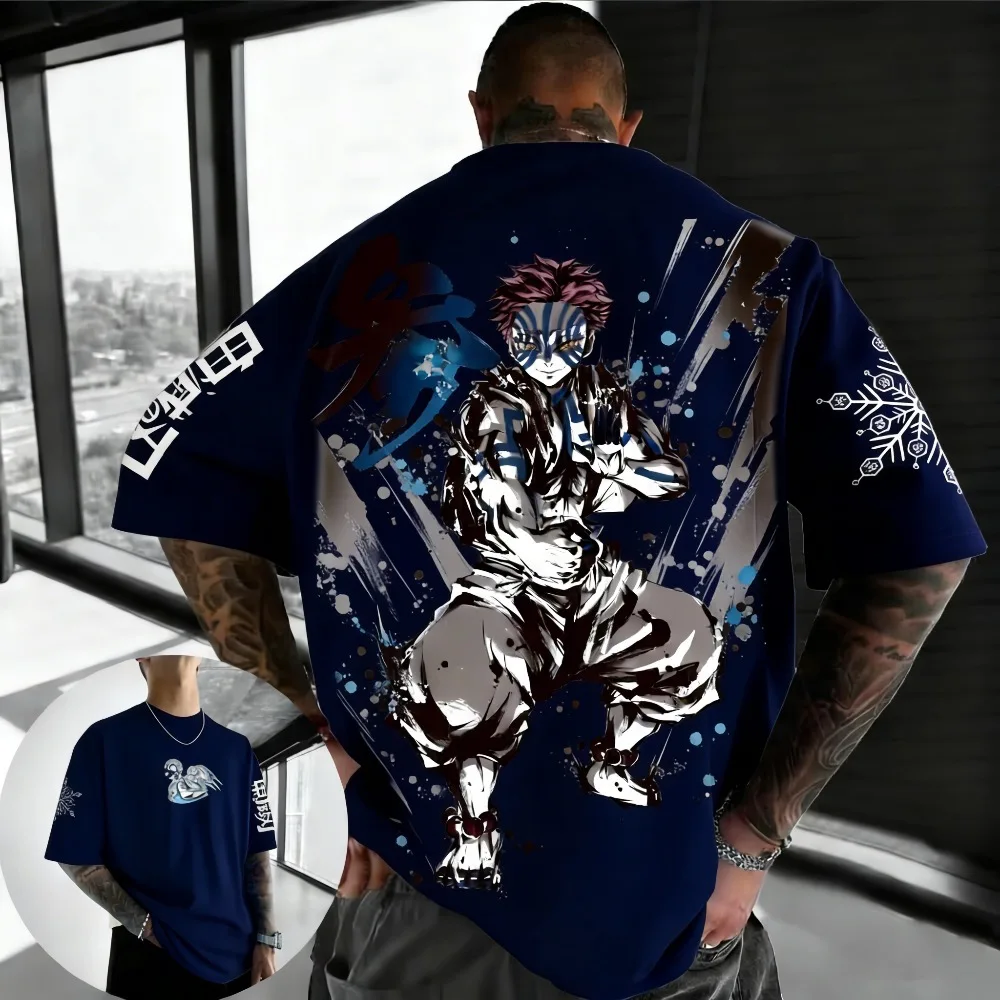 Summer Plus Size Demon Slayer Anime Printed Men, Women T-shirt Casual Parent Child Top Fashion Harajuku Style Street Wear Y2K view 5
