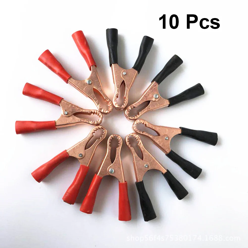 

10pcs 80Mm Charging Clips Clip Connector For Car Truck Alligator Clamps Copper Plated Insulated Auto