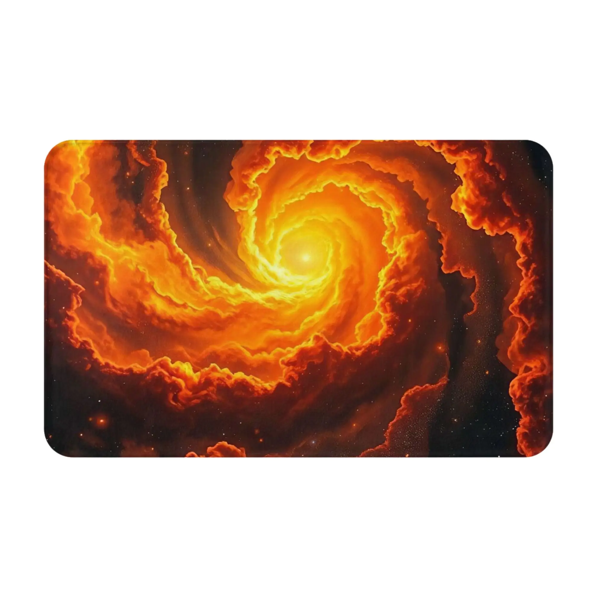 Fiery Orange Swirl Nebula Art Anti-Slip Doormat Bedroom Mat  Welcome ModernDecor