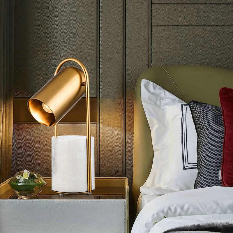 Candeeiro de mesa de mármore simples nórdico criativo abajur de metal candeeiro de cabeceira para quarto