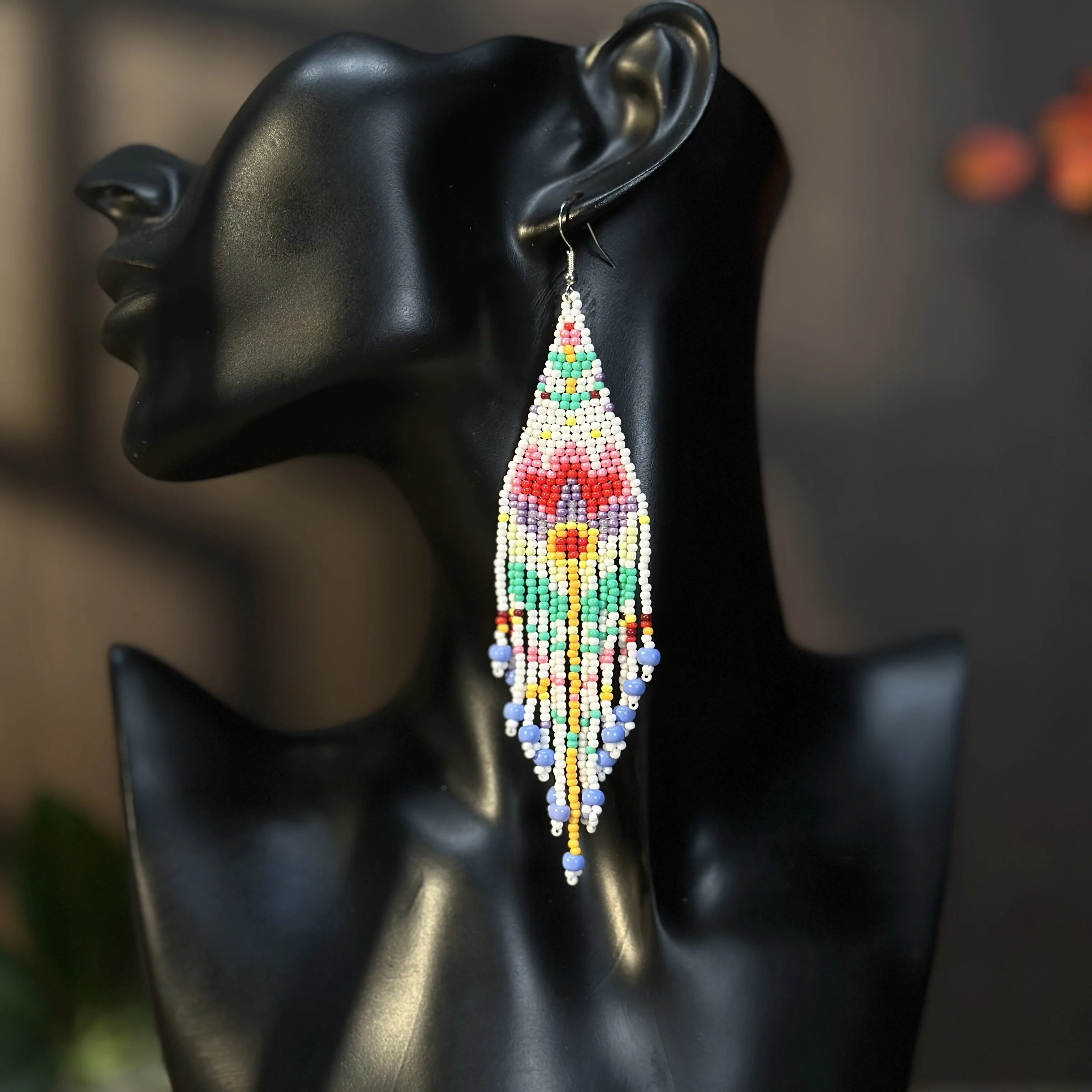 Hand-woven Gradient Flower Tassel Earrings Bohemian Glass Beads Earrings Hook Women's Jewelry Earrings Beads Jewelry Making