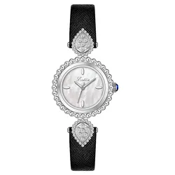 UTHAI-Reloj de pulsera de cuarzo con correa de cuero para mujer, cronógrafo ligero de lujo con cara de concha y Diamante, resistente al agua, regalo