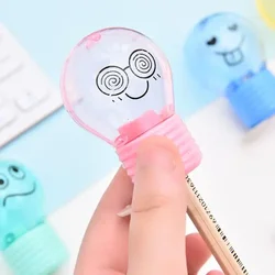 1Pc Random color Bulb Style Pencil Sharpener Creative Emotions Plastic for Kids Gift School Supplies
