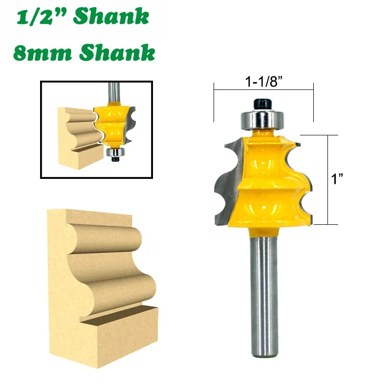 

1PC 1/2" 12.7MM 8MM Shank Milling Cutter Wood Carving Line Router Bit for Wood Architectural Molding Woodworking Milling Cutter