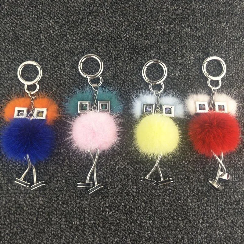 Fluffy Chick Square Glasses Cartoon Stuffed Bag Ornament Keychain