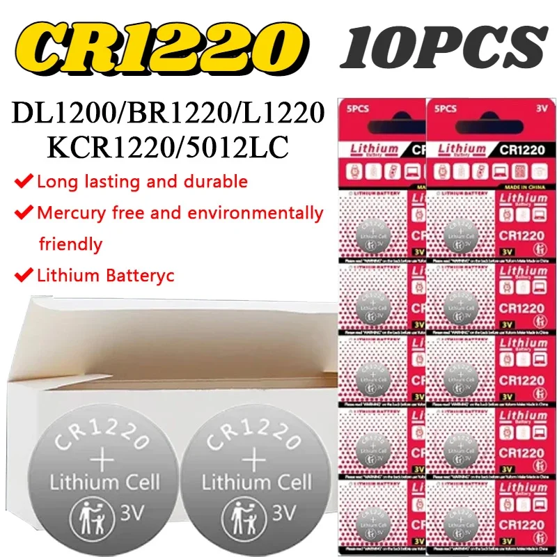 CR1220 3V Lithium Battery CR 1220 LM1220 BR1220 KCR1220 for Toy Watch Scale Calculator Car Remote Control Mouse Button Coin Cell