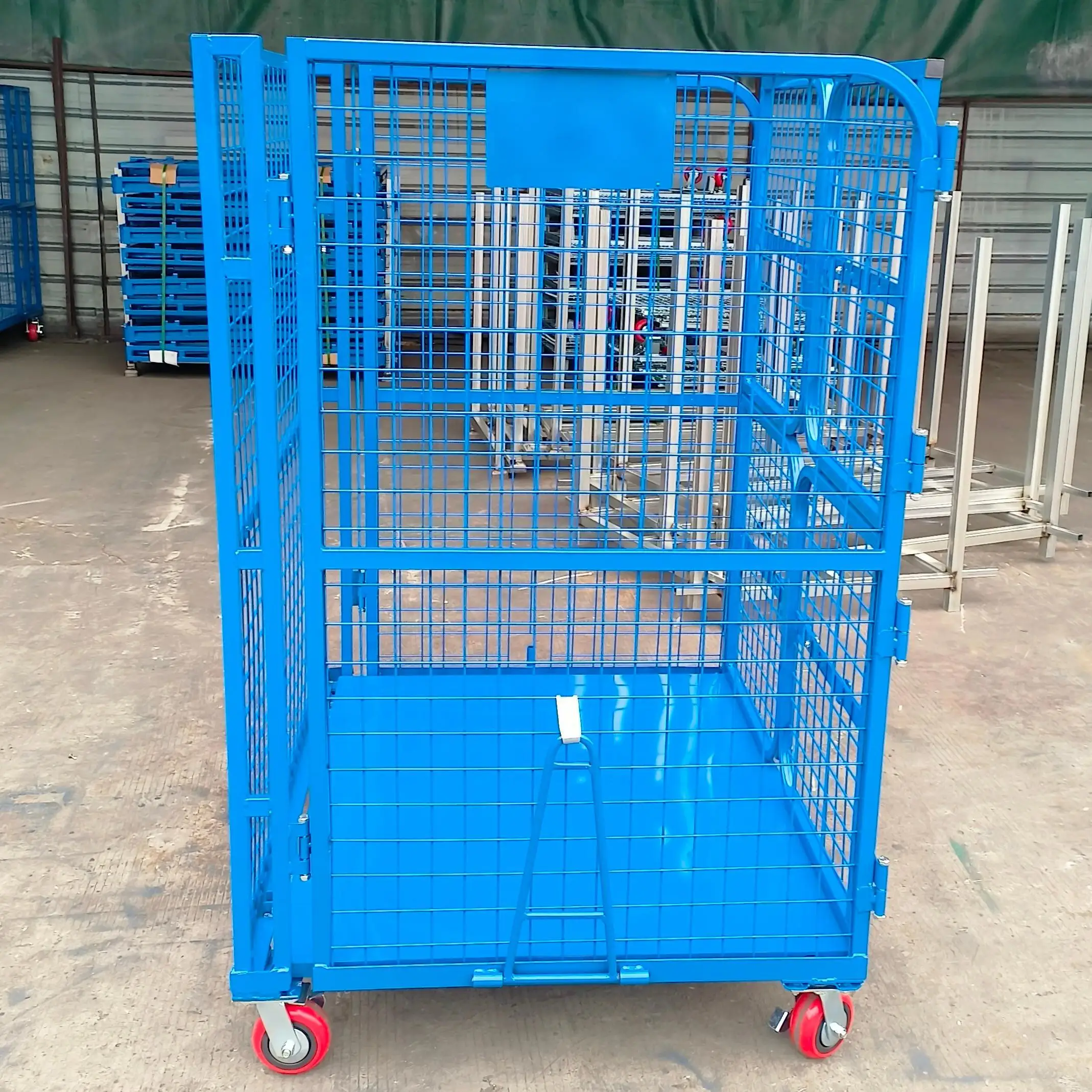 Reliable Industrial Storage Perforated Sheet Metal Stillage Stackable Warehouse Steel Pallet Cage For Long-term Use