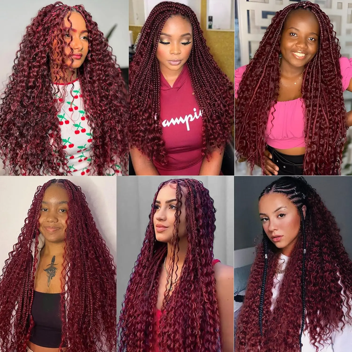 100% حزم شعر تجديل الإنسان لا لحمة موجة عميقة السائبة الشعر البشري لتضفير وصلات شعر بوهو الضفائر Knotless البوهيمي