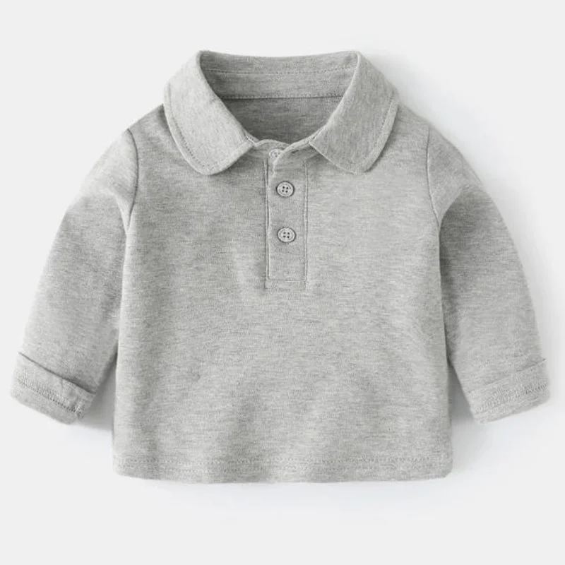 

Baby Toddler Polo Shirt Autumn Long Sleeve Cotton for Boys Girls Soft Breathable Casual Top T-shirt