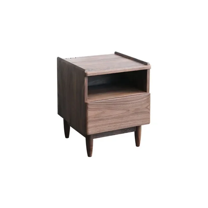 

Nordic all solid wood black walnut bedside bedroom bedside cabinet, simple modern cherry wood storage cabinet