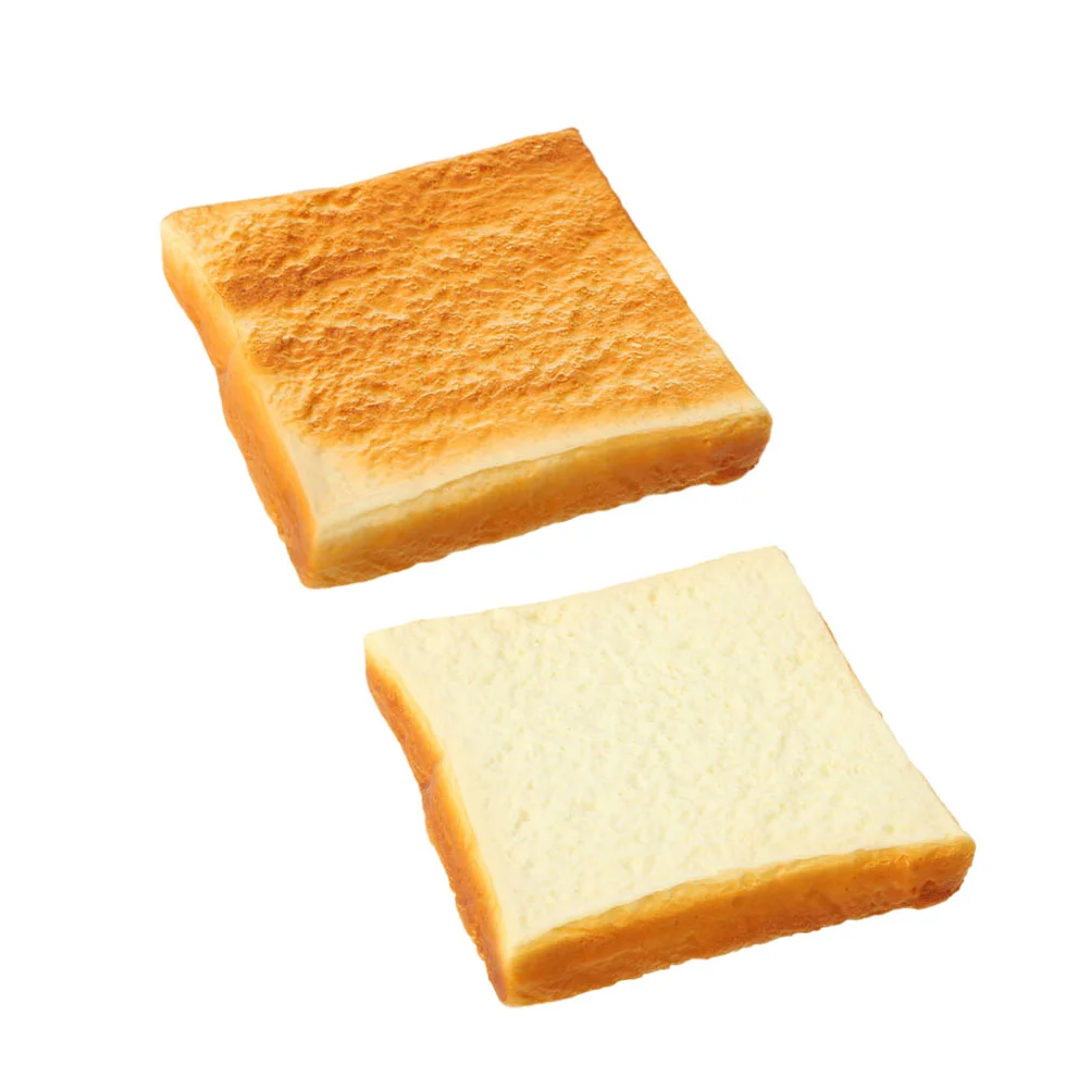 2 Pcs Simulated Bread Adornments Toast Model Ornaments Creative Bread Model Decor Artificial Bread Model