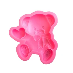 Valentine's Day Heart Bear Gift Fondant Cake Silicone Mold Pastry Chocolate Mould Candy Ice Cream Mold DIY Baking Tool