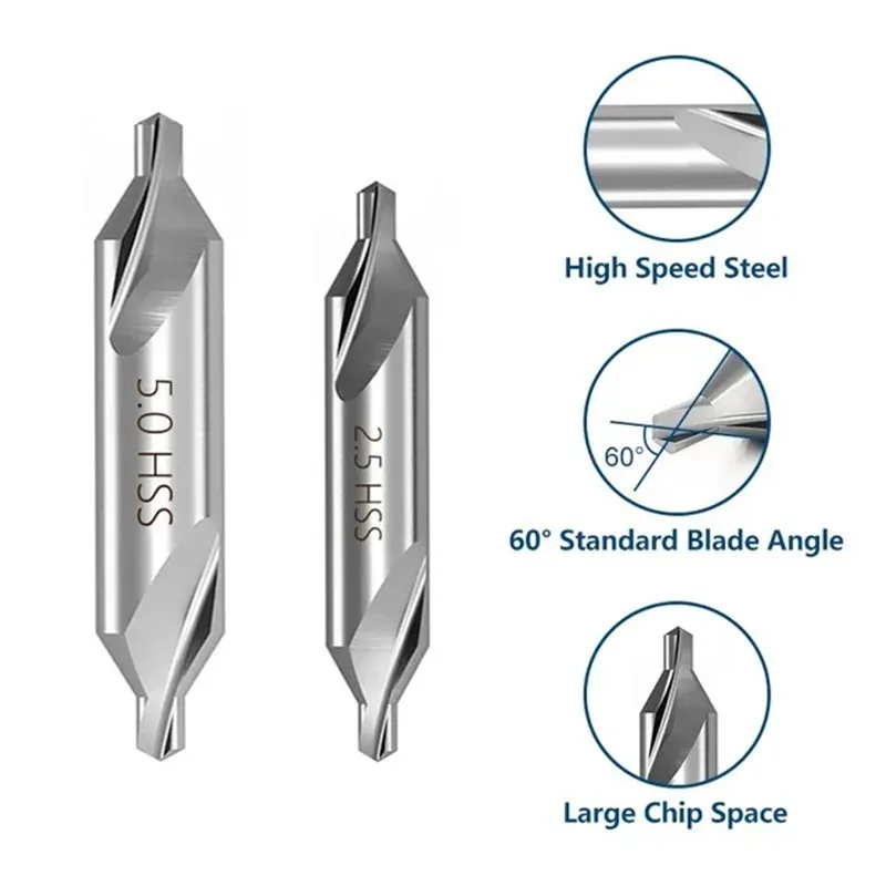 Imagem -02 - Hss Tin e Nitrided Revestimento Centro Broca Grupo Metal Processing Chanfro Posicionamento Brocas Torno Cnc A1-a6 mm 60 °