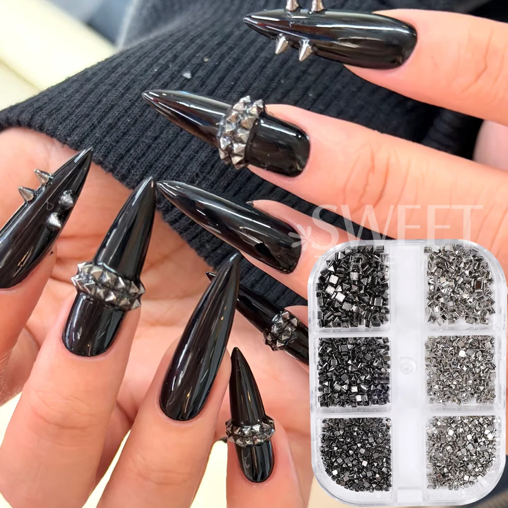 SWEET TREND-1Box 3D Punk Metall-Nieten Nagelcharms Gold/Silber Quadratische Kegelnieten Nagelteile Bastelzubehör Maniküre-Dekoration – Detail 2