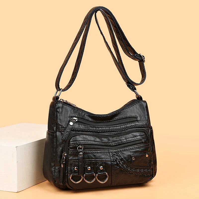Vintage Pu Leder Luxus Geldbörsen und Handtaschen Hochwertige Damen Tasche Design Multi-Pocket Damen Umhängetaschen – Detail 9