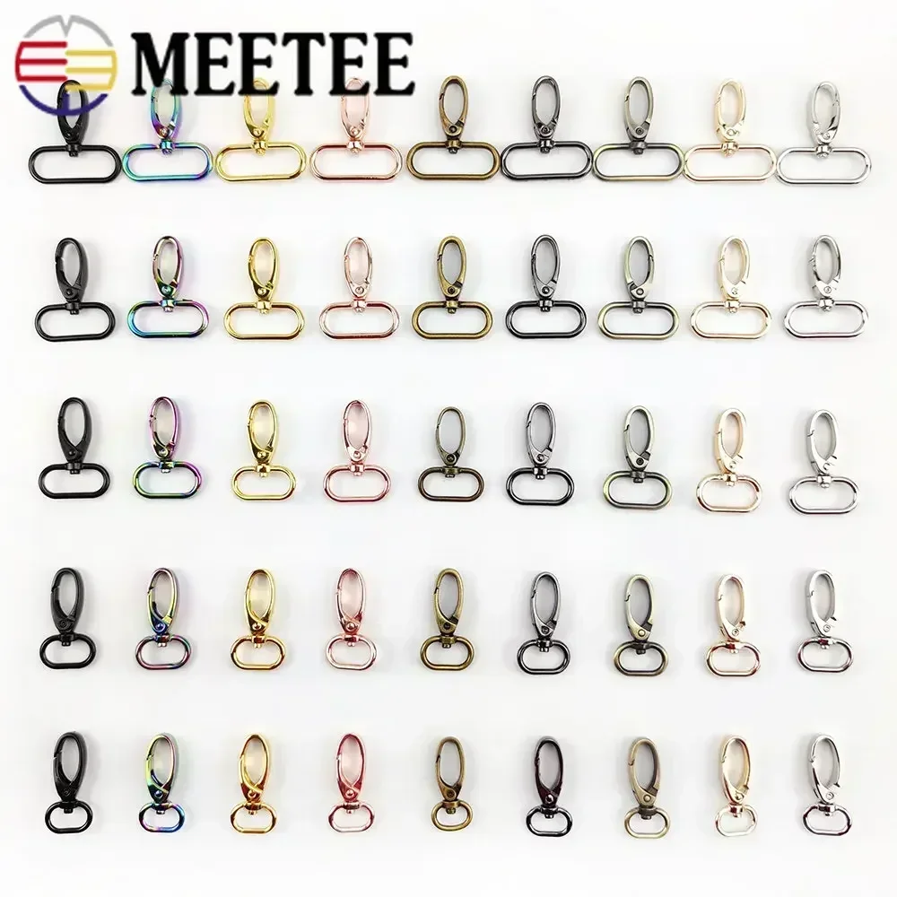 Meetee 10/20Pcs 16/20/26/32/38/50mm Metal Bag Strap Buckles Lobster Clasp Collar Carabiner Snap Hook DIY KeyChain Bags Accessory