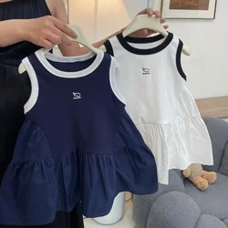 2025 Korean Kids Dresses for Girls Cute Casual Tank Dress Baby Girls Kawaii Summer Dress Toddler Girl A-line Dress 2-8y