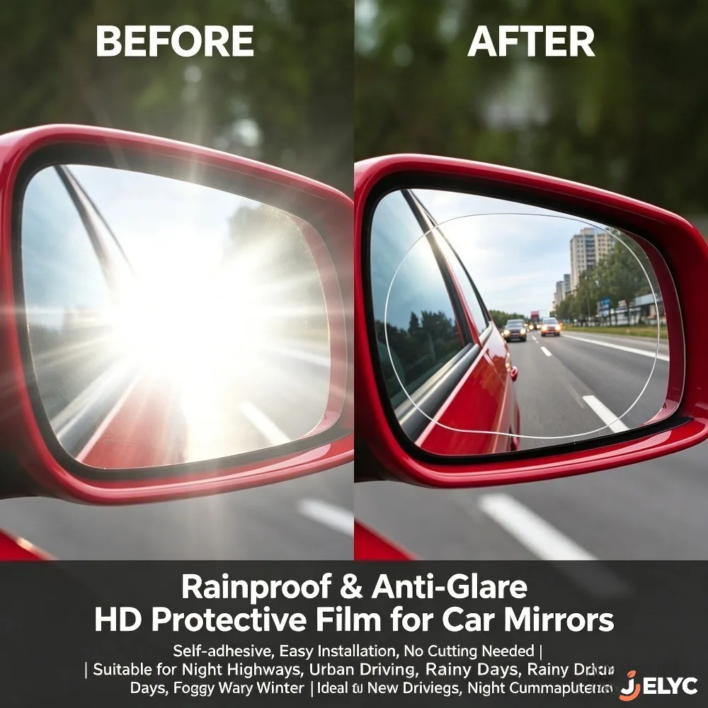 4Pcs Car Motorcycle Rearview Mirror Nano Waterproof Anti-Fog Film, Clear Water Repellent Side Window Protective Sticker
