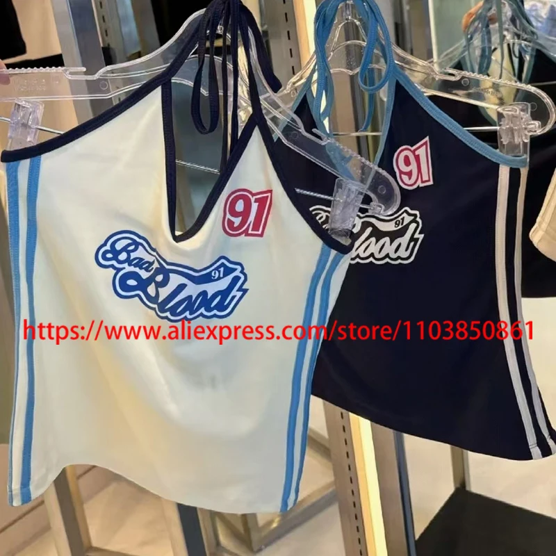 

Best-selling Badblood Halter Tops High Street Trend Sexy Hot Summer Breathable Badblood Sling Vest Tee