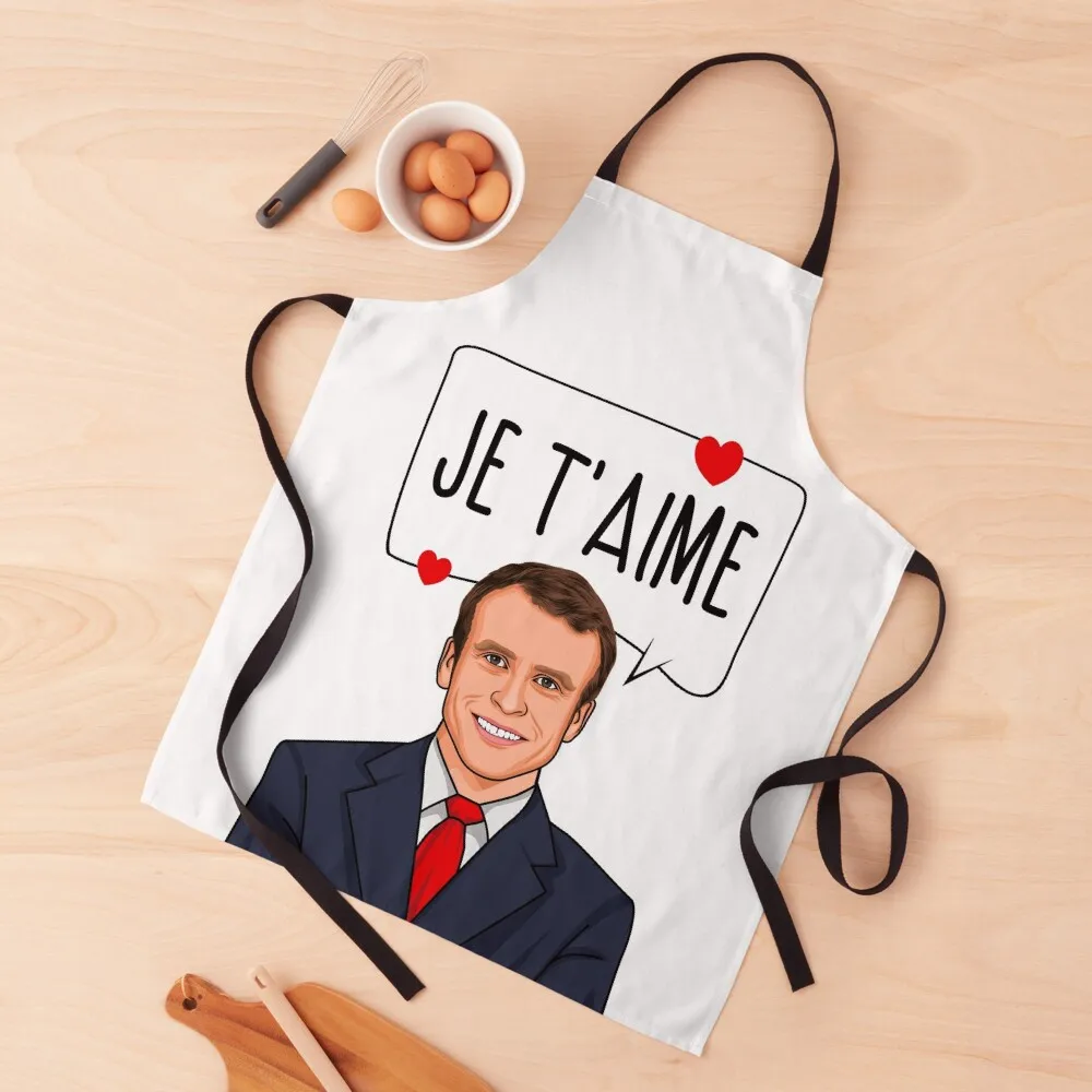 Emmanuel Macron Je T'aime Apron women's kitchens chef costume esthetician Kitchens Accessories Apron