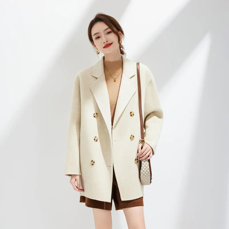 Ladies' 100% Cashmere Thick Double-Sided Long jacket, Classic and Multifunctional, Fashionable And Suitable For Business