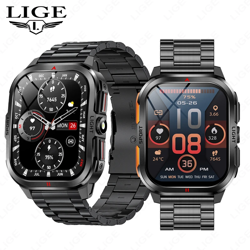 

LIGE 2025 новые умные часы для мужчин Bluetooth вызов 100+ спортивные часы для фитнеса мужской голосовой помощник водонепроницаемые умные часы для Android IOS