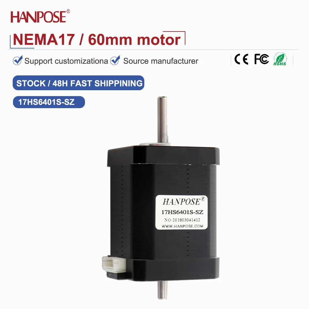 

Двухосевой шаговый двигатель NEMA17 0,7 Нм 1,5 А 17HS6401S-SZ 3D-печать Высокая точность и быстрая скорость работы для станков с ЧПУ