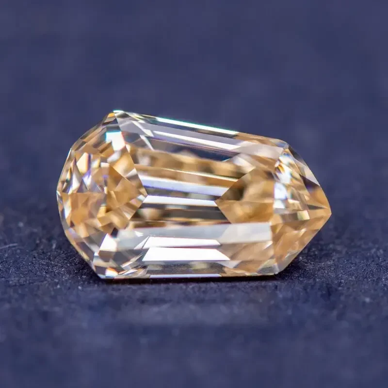 

Moissanite Stone Peltate Shape Champagne Primary Color Lab Grown Diamond for DIY Jewelry Making Materials with GRA Certificate