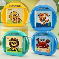 Cartoon Dinosaur Slide Puzzle Game Puzzle Board Educational Smart Logic Board Game for Children Ages 2-6 Travel Toy Gift for Boy