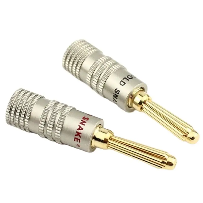 gold plating 4mm Banana Plug For Speaker Copper 4mm Banana Plug black and red banana plug Audio Connector 2pcs/lot