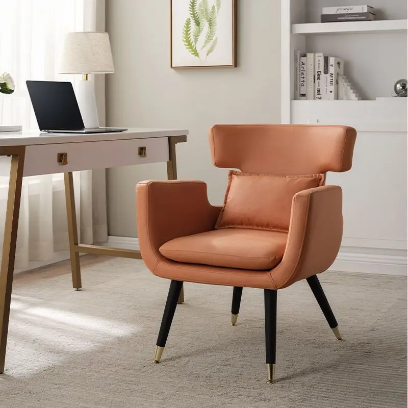 High Beauty Orange Computer Chair Light Luxury Leisure Single Sofa Backrest Study Office Sofa Makeup Chair Living Room Furniture