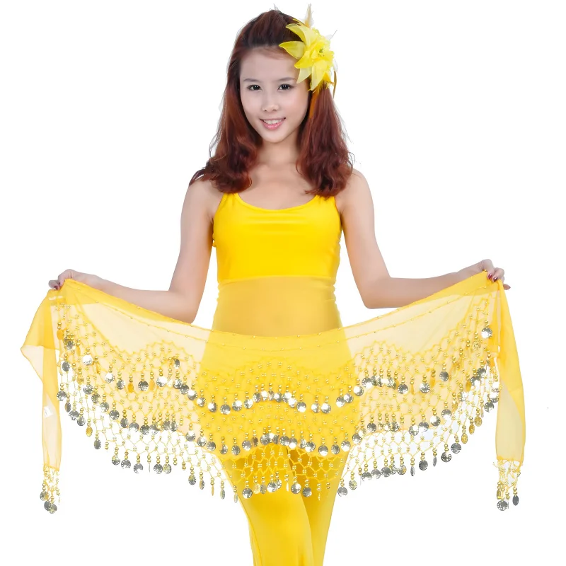 Cinturón accesorio de práctica transpirable con cadena de cintura de gasa de 158 monedas para iniciación de danza del vientre